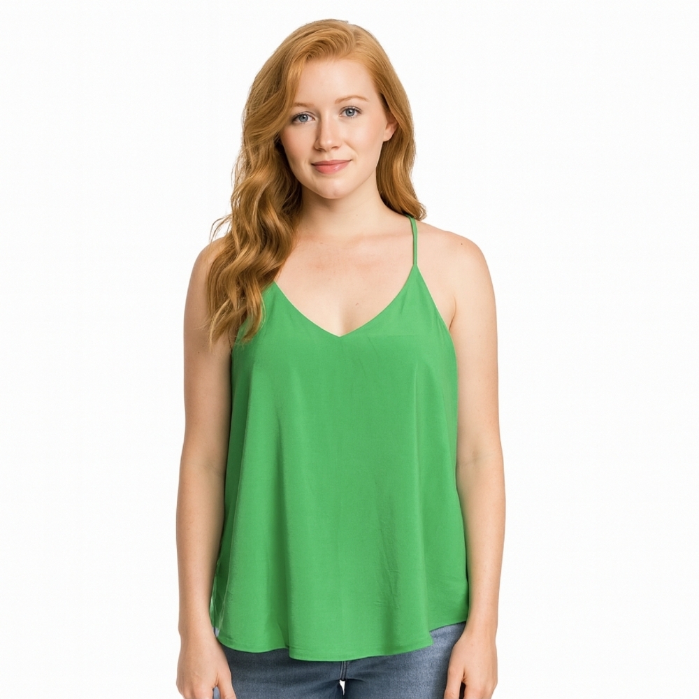 Karlie Kelly Green V-Neck Swing Cami Sleeveless Tank Top Women's Large